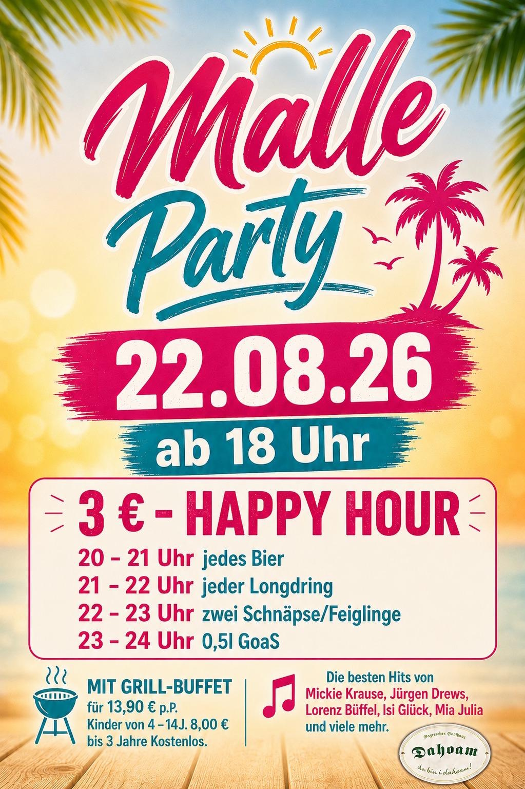 Featured image for “Malle Party am 22.08.2026”